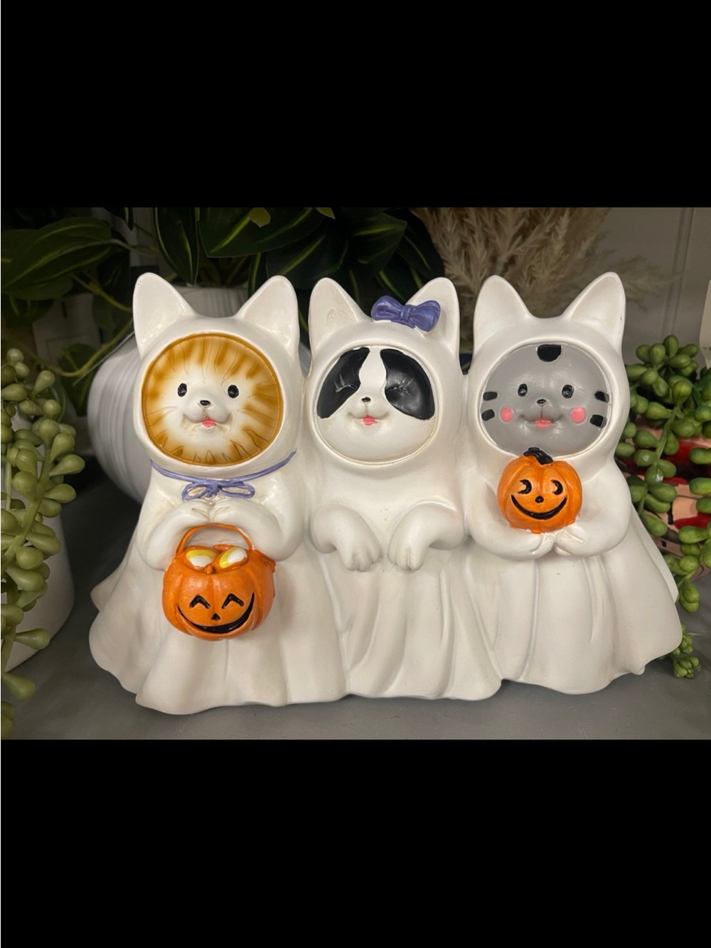 Halloween Ghost Cat Trio Trick or Treaters Tabby Cat Orange Cat Tuxedo 🐈⬛👻🎃 NWT